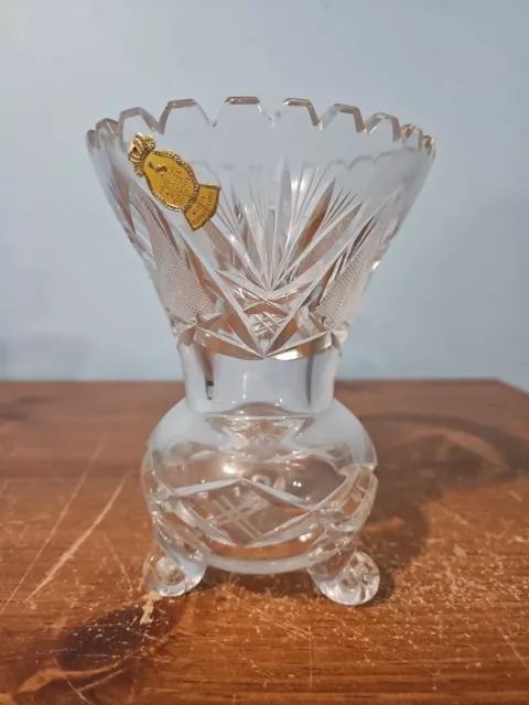 IMPERLUX, World's Finest Handcut Lead Crystal 3 Footed VASE, Made GERMANY (EAST)