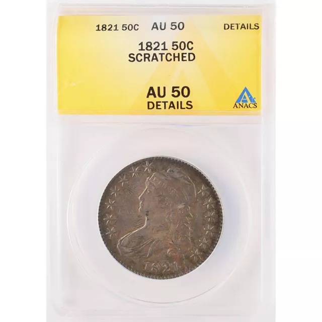 1821 Capped Bust Half Dollar AU 50 Details ANACS Silver 50c SKU:I12058