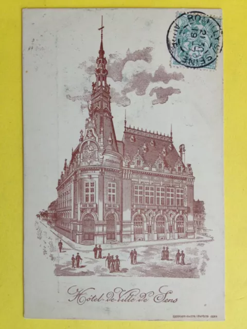 cpa Ecrite en 1907 Gravure HÔTEL de VILLE de SENS (Yonne)