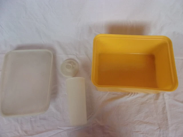 Boîte Tupperware Versailles Jaune, Couvercle Soleil, Vintage 1970, 17cm