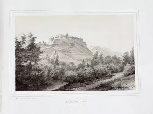 1840 - Burg Ebernburg Bad Münster Nahetal Lithographie engraving