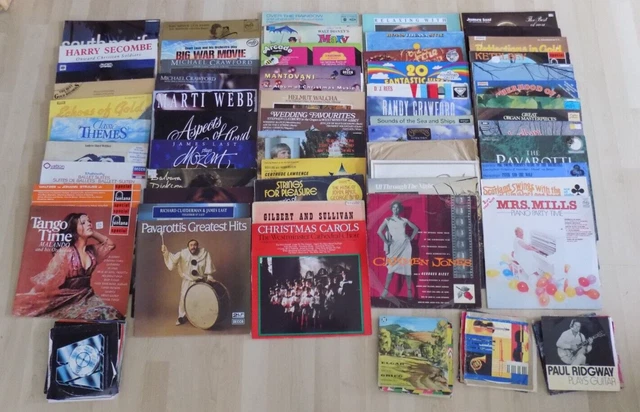 Huge Mixed Job Lot Used Vinyl 59 LPs & 32 Single Records Various Music Styles