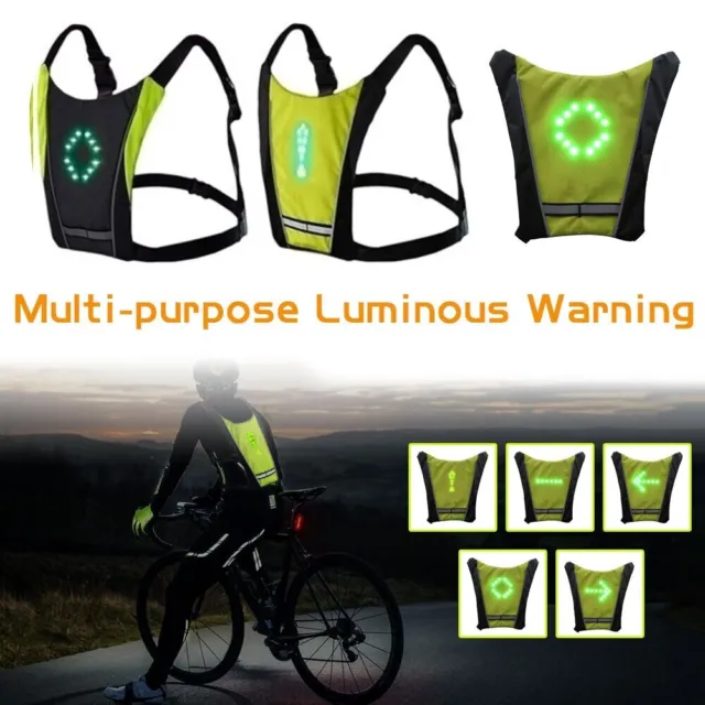 Gilet de cyclisme sans fil à LED, sécurité vélo, clignotant, gilet avertissement