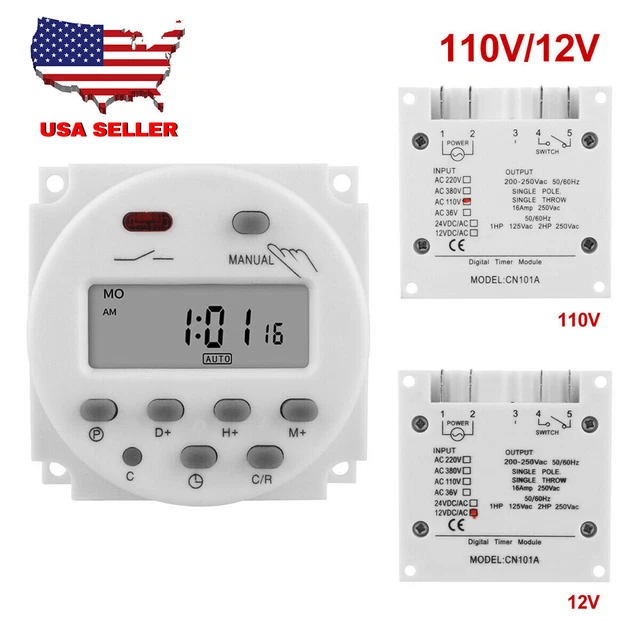 TIMER SWITCH DC 110V12V ON/OFF Weekly Programmable LCD Digital Light w