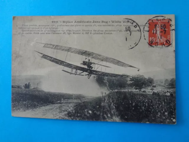 Aviation. Biplan Americain June Bug "White Wing". Voyagee 12/7/1911.