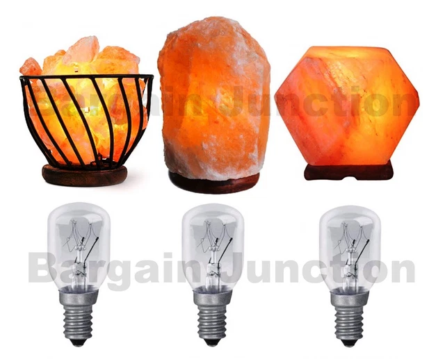 3 X HIMALAYAN Salt Lamp Bulb 25w E14 Screw in Pygmy Bulbs Fridge