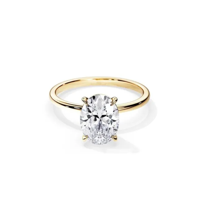 2CT Oval Moissanite Engagement Ring 18k Yellow Gold GRA Certificate