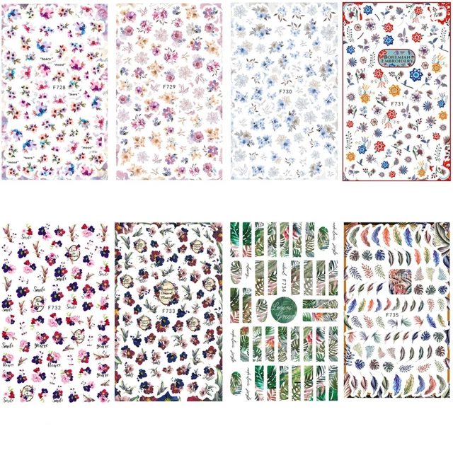 Autocollants pour ongles L&#39;été Décalcomanies d&#39;enveloppe de curseur 3D