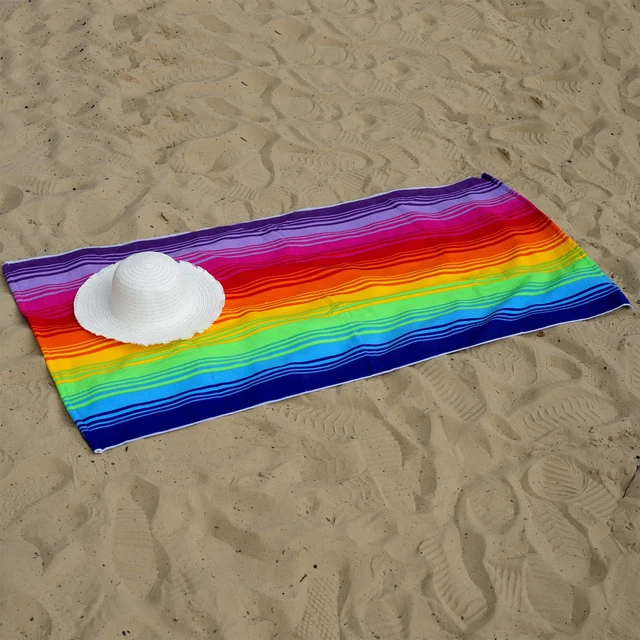 Regenbogen Mikrofaser Strandbad leicht gestreift Handtuch Urlaub Camping Fitnessstudio 6