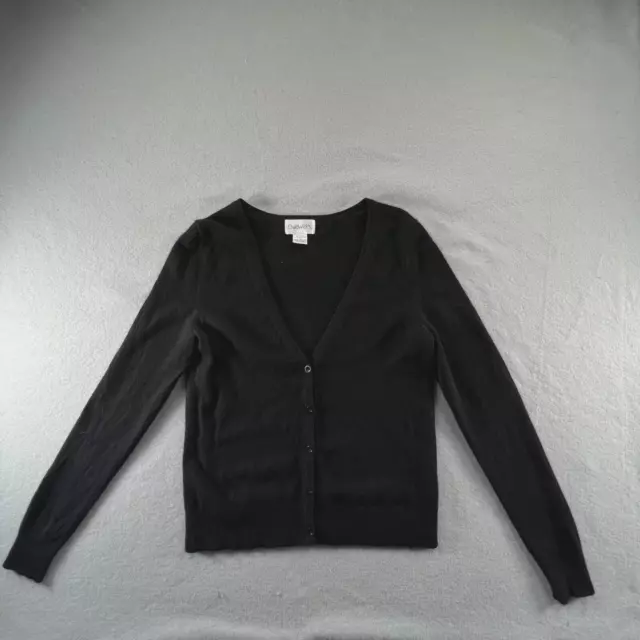 Chadwicks Sweater Womens Medium Black 100% Cashmere Soft Button V Neck Cardigan