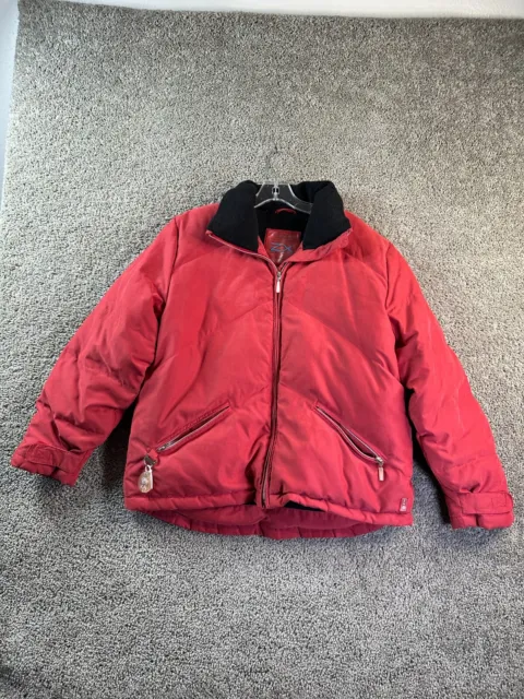 Zero Xposur Jacket Mens Large Red Goose Down Puffer Full Zip Coat FLAW