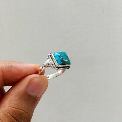 Blue Turquoise Ring 925 Sterling Silver Ring Dainty Ring Beautiful Ring EE-198