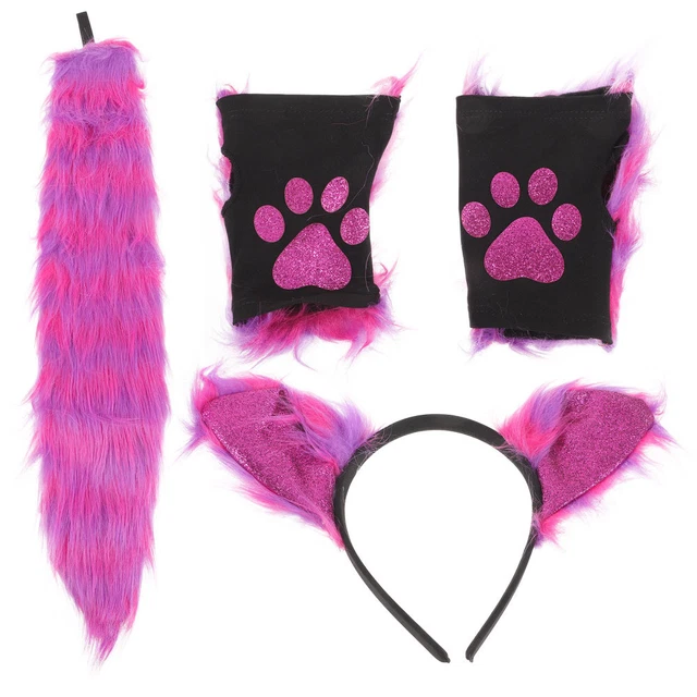 Ensemble Bandeau En Fausse Fourrure Avec Oreilles De Chat Et Queue De Loup Et Renard Pelucheux Pour Cosplay Deguisement Dan Amz