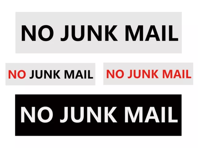 NO Junk Mail Sign Self Adhesive Plaque Decal On Letterbox Mailbox A1