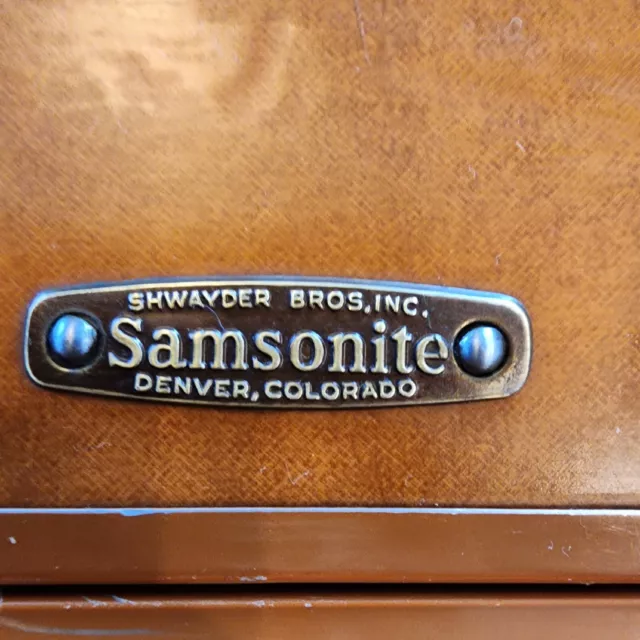 Vintage Samsonite Shwayder Saddle Tan Hardshell Suitcase Denver,CO USA 1940s,50s 3