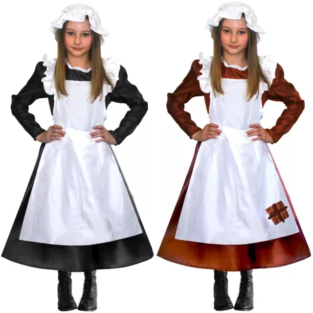 Child Victorian Maid Poor Girls Book Day Week Fancy Dress Costume Kids 5-12 lot