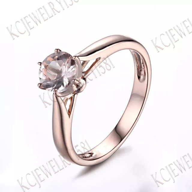 Solid 10K Rose Gold Natural Morganite Jewelry Gemstone Ring Cathedral Setting