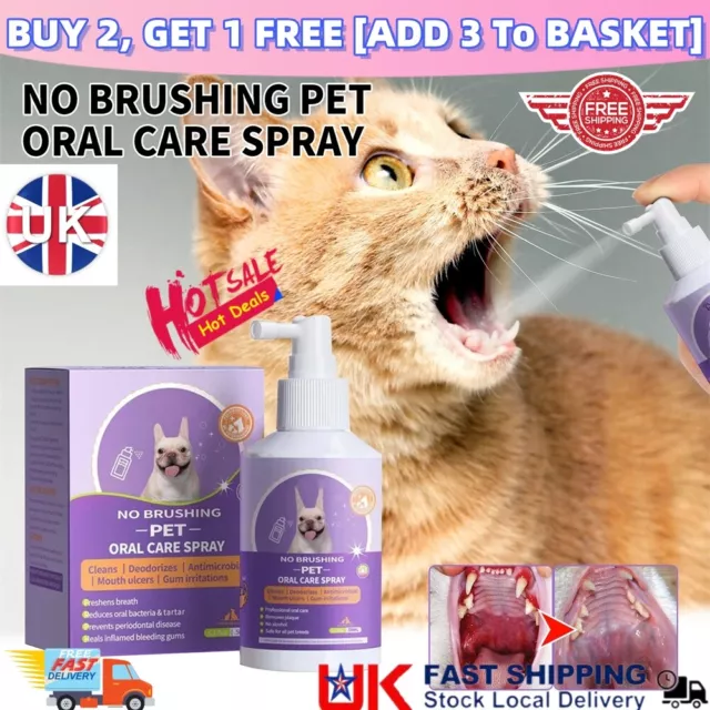50ml Teeth Cleaning Spray for Dogs & Cats Pet Oral Bad Breath Plaque UK⭐✅
