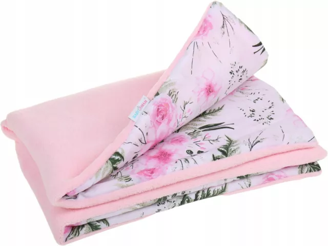 Baby Blanket Reversible Light & Soft Double Sided 75x50cm Pink/ Garden Flowers