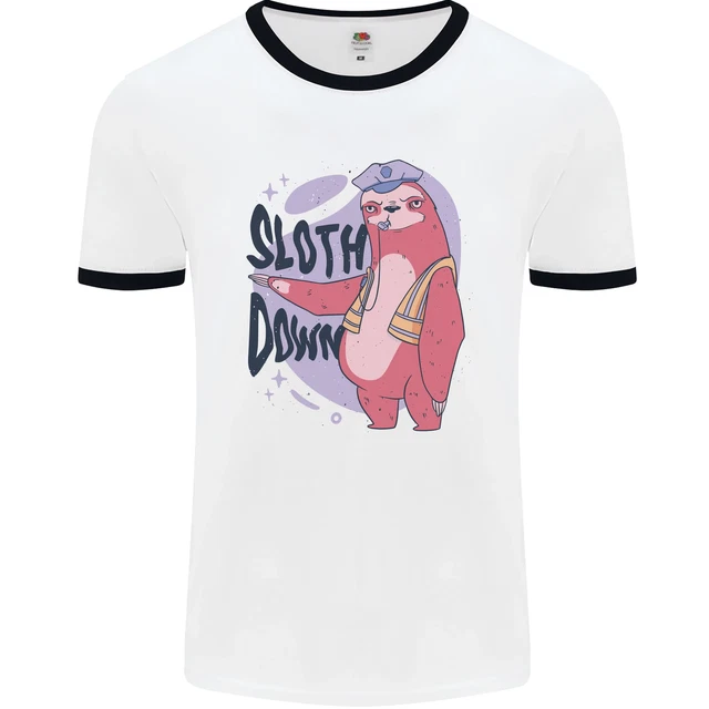 Maglietta Sloth Down Policeman Funny da uomo bianca
