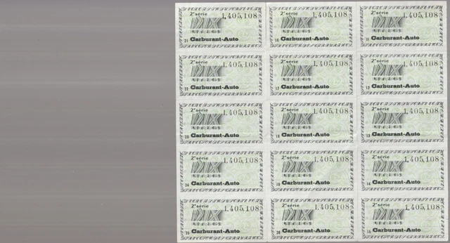 France Cinderellas Fiscal Billets Ration Carburant Auto Ministere  sheetpart