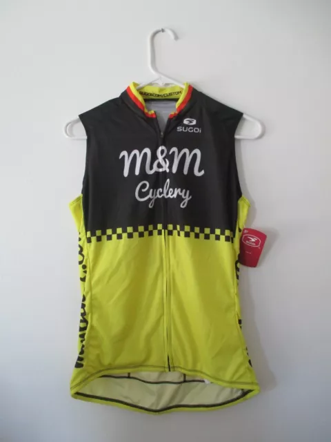 NWT Women's SUGOI Yellow M&M Cyclery Evolution Running Cycling Vest Top M