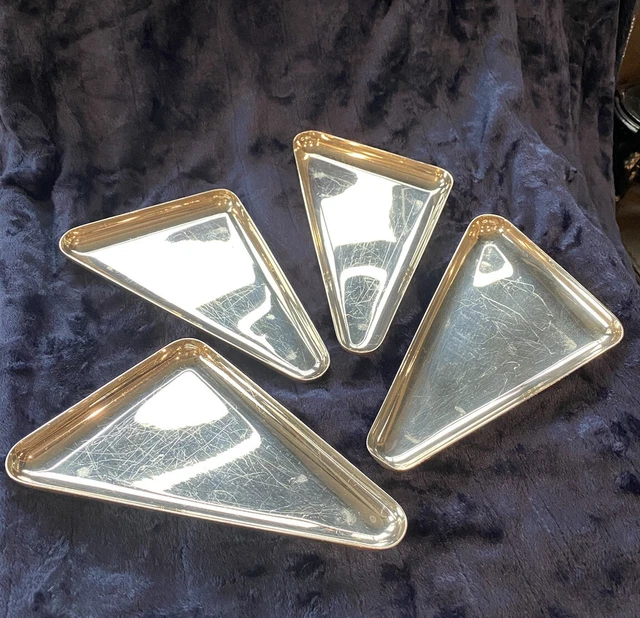 Four Magnificent Gallia Appy Dishes By Lino Sabattini  Silver Ep Brass France
