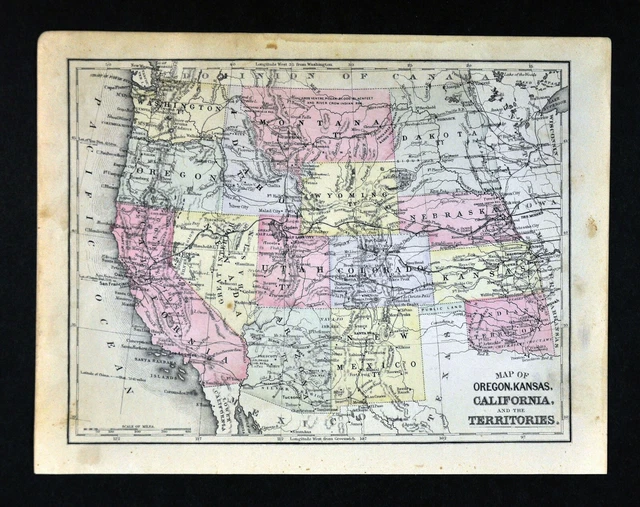 1888 MITCHELL MAP United States - 1888 Mitchell Map United States Western Territories California.webp
