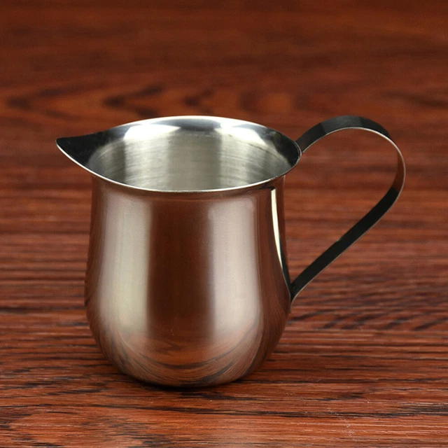 2 PIEZAS 150 ml / 5 onzas Acero Inoxidable Leche Vertido Café Pull Herramienta Olla