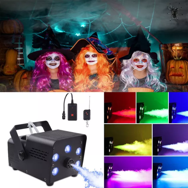 500W Halloween RGB LED Máquina de Niebla Humo Inalámbrica Control Remoto DJ Discoteca Fiesta