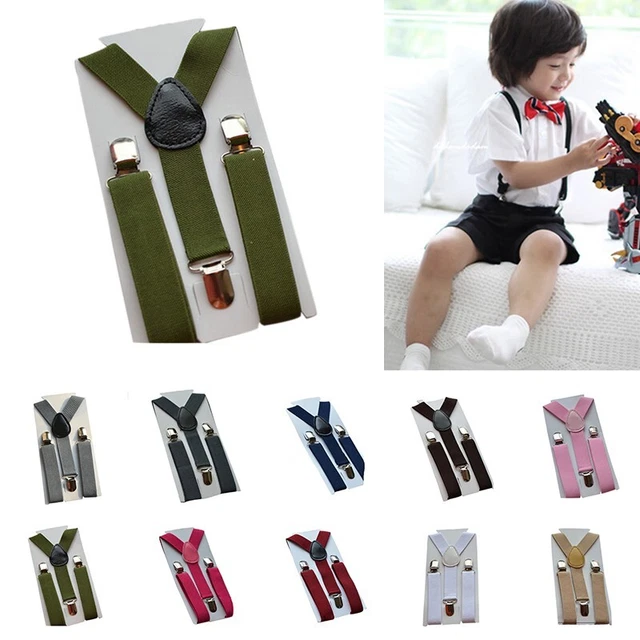 Bretelle bambino bretelle 3 clip bambina pantaloni suspensorio strap 11 colori