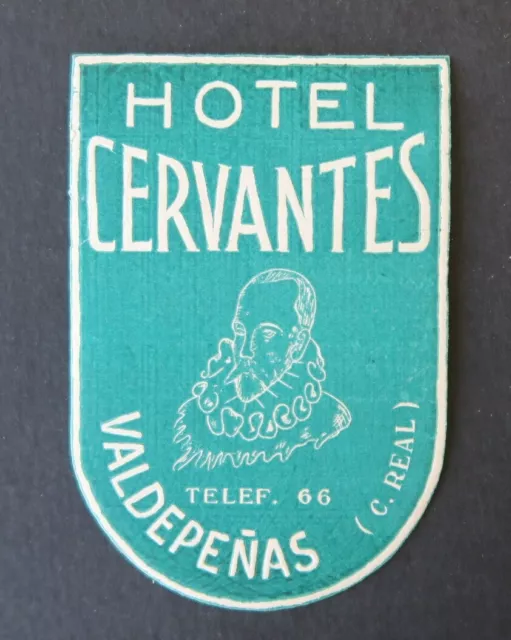 Antique Tag HOTEL CERVANTES VALPENAS Ciudad Real Luggage Label