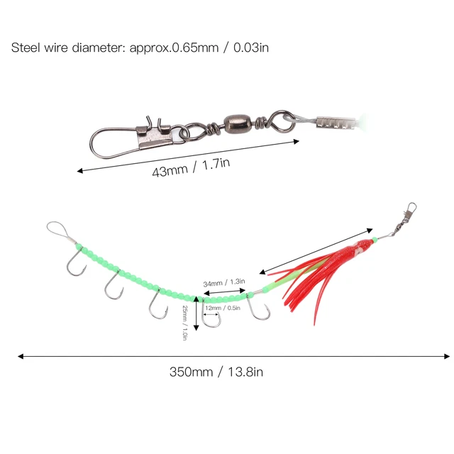 350MM SIMULATION OCTOPUS Squid Swivels String Hooks With Steel Wire 360 ...
