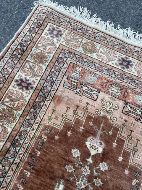 Tapis de Prière en Soie Ancien Fait Noué Main Turquie Perse XIXeme 3