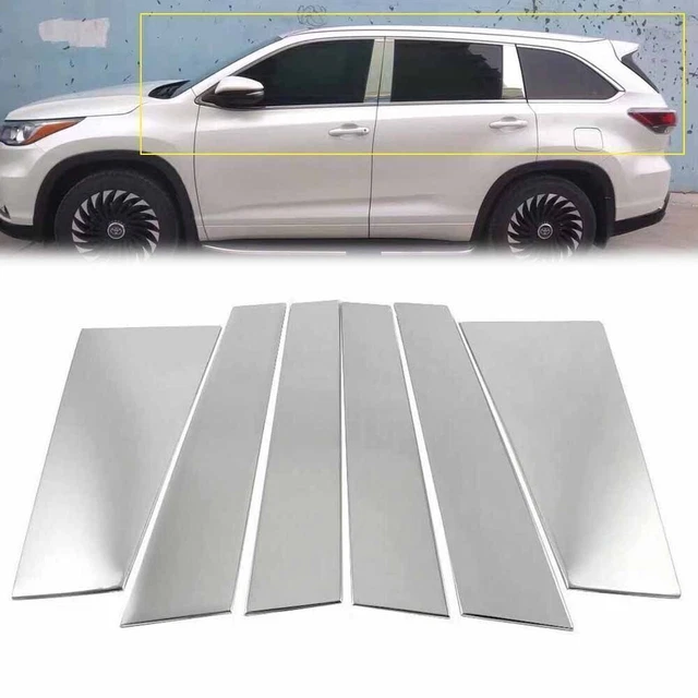 For Toyota Highlander 2014-2019 18 Chrome Pillar Post Stainless Steel Trim Door