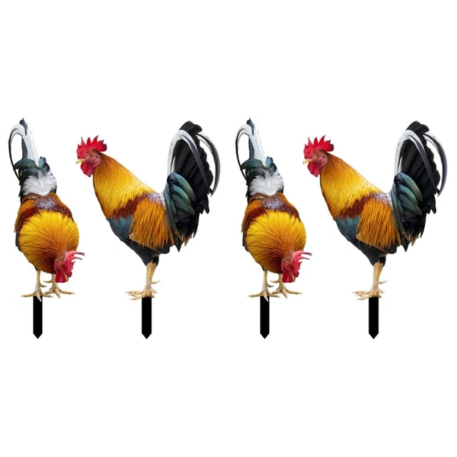 4 PCs rooster garden decor Hahn Ornamente Garden Garten Dekoration Yard Chick St