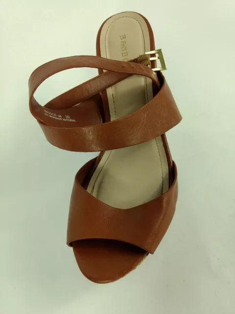Bamboo Womens Platform Brown Sandals, Smooch-46 Woven, Size 10 2