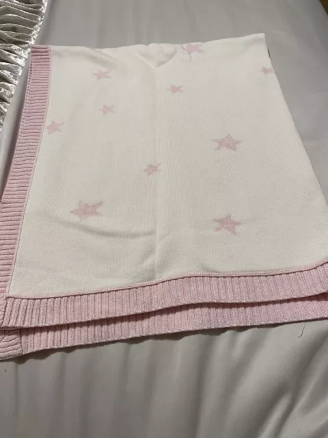 Mamas And Papas Pink And White Blanket