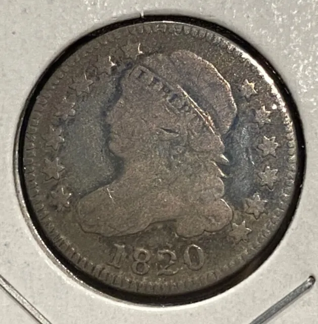 1820 Capped Bust Dime 10c JR-5 this is a scarce variety and also a notched stars