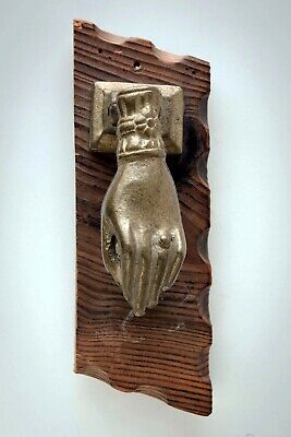 Antique Solid Cast Brass Bronze Figural Ladies Hand Door Knocker Doorknocker