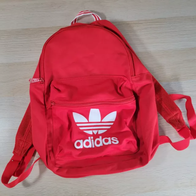 Adidas Originals Backpack Trefoil Logo Red Daypack Gym Bag Two Compartment