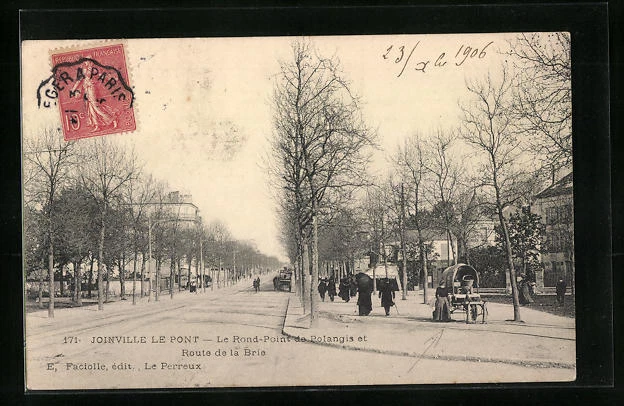 CPA Joinville-le-Pont, Le Rond-Point de Polangis et Route de la Brie