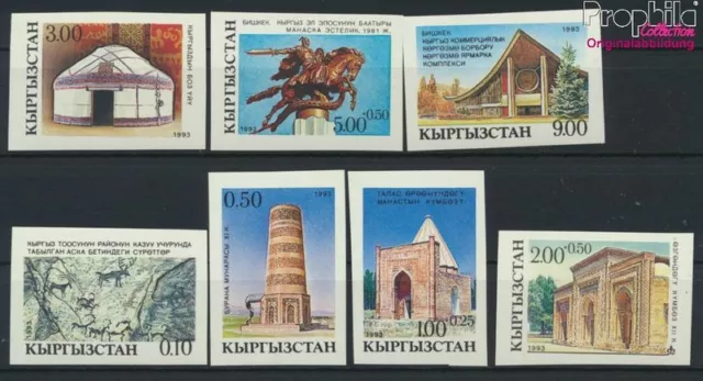 Briefmarken Kirgisistan 1993 Mi 5B-11B (kompl.Ausg.) ungezähnt postfrisch(945832