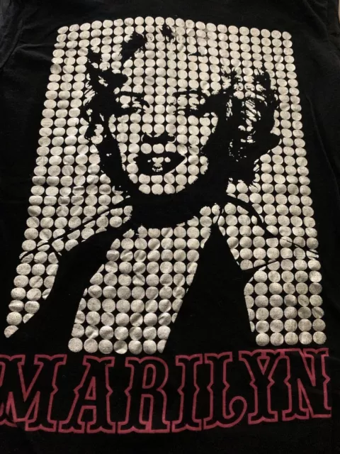 Marilyn Monroe Warhol Womens Baby Doll T Shirt Black Silver Small Iconic Vtg