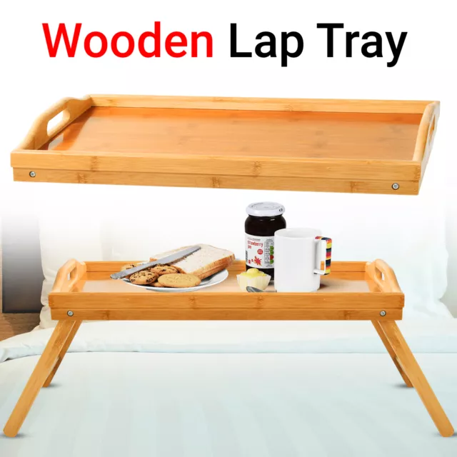 Bamboo Lap Tray Serving Breakfast Desk Laptop Table Sofa Notebook Bed  Folding