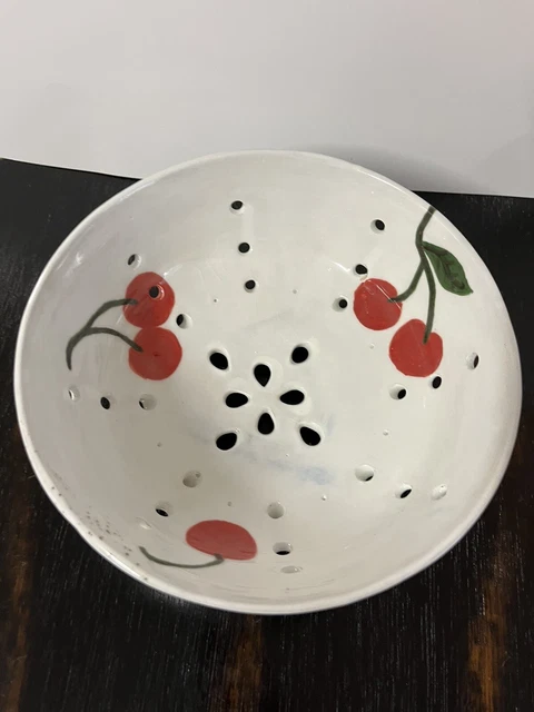 Handmade Wheel Thrown Berry Colander Pottery Studio Handpainted Second New