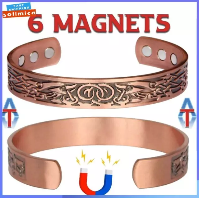 Mens Celtic Bangle 6 Magnetic Bracelet Pain Relief Arthritis Carpal Tunnel