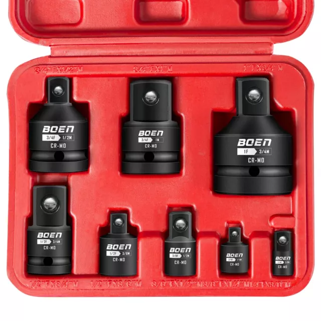 8 Piece Impact Socket Adapter and Reducer Set, 1/4" 3/8" 1/2" 3/4" Drive Socket