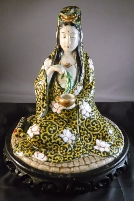 Antique Chinese /Japanese  Kwan Yin  Guanyin Bodhisatva Porcelain Statue Figure