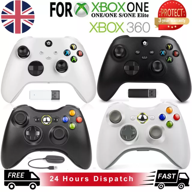 For Microsoft Official Xbox One S/X & Xbox 360 Slim Wireless Controller - Black